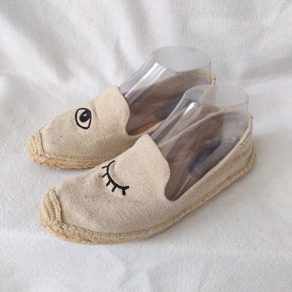 Soludos Wink Canvas Espadrilles 7 Cute Jason Polan Natural Jute Slip Ons - Picture 12 of 12
